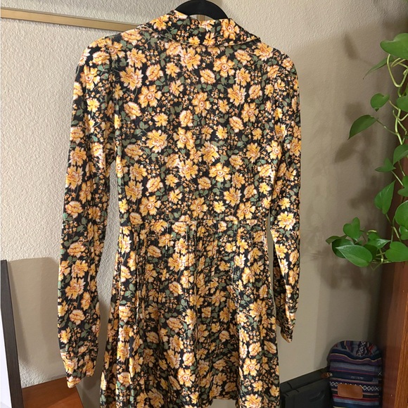 Free People Floral Marvelous Mia Long Sleeve Dress - Yellow and Black - Picture 3 of 7